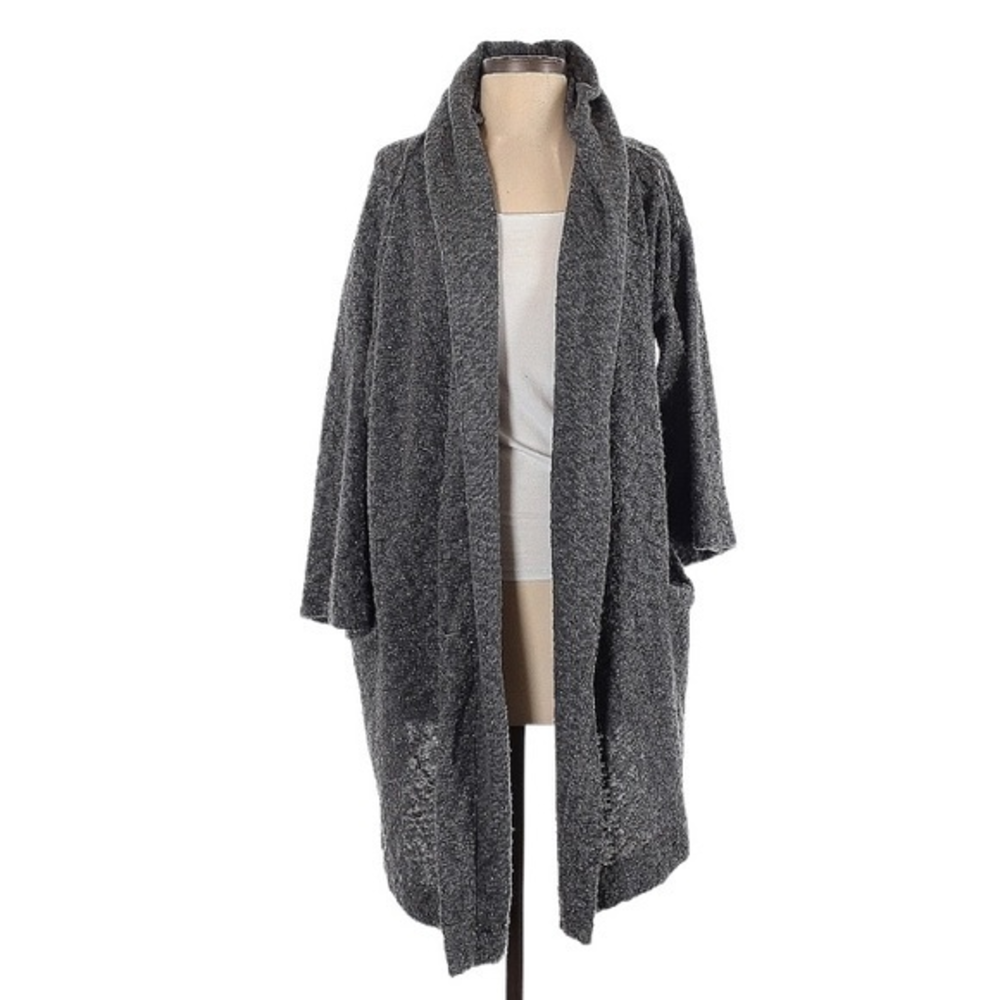 Saturday Sunday Anthropologie XS/S grey metallic open waterfall duster sweater‎